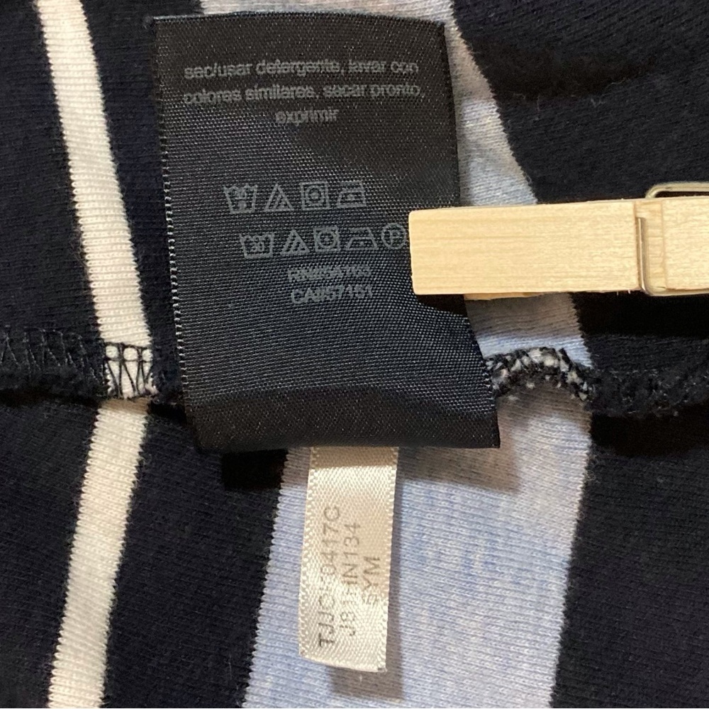 Tommy Hilfiger Navy and White Striped Knit Top with Denim Detail - Picture 9 of 9